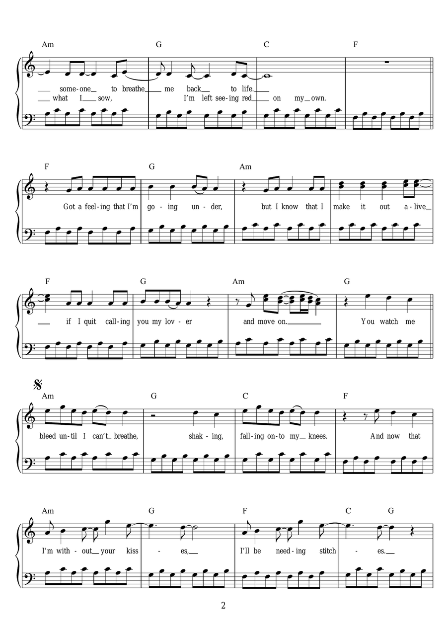 Stitches Easy Piano scores gallery preview page 2