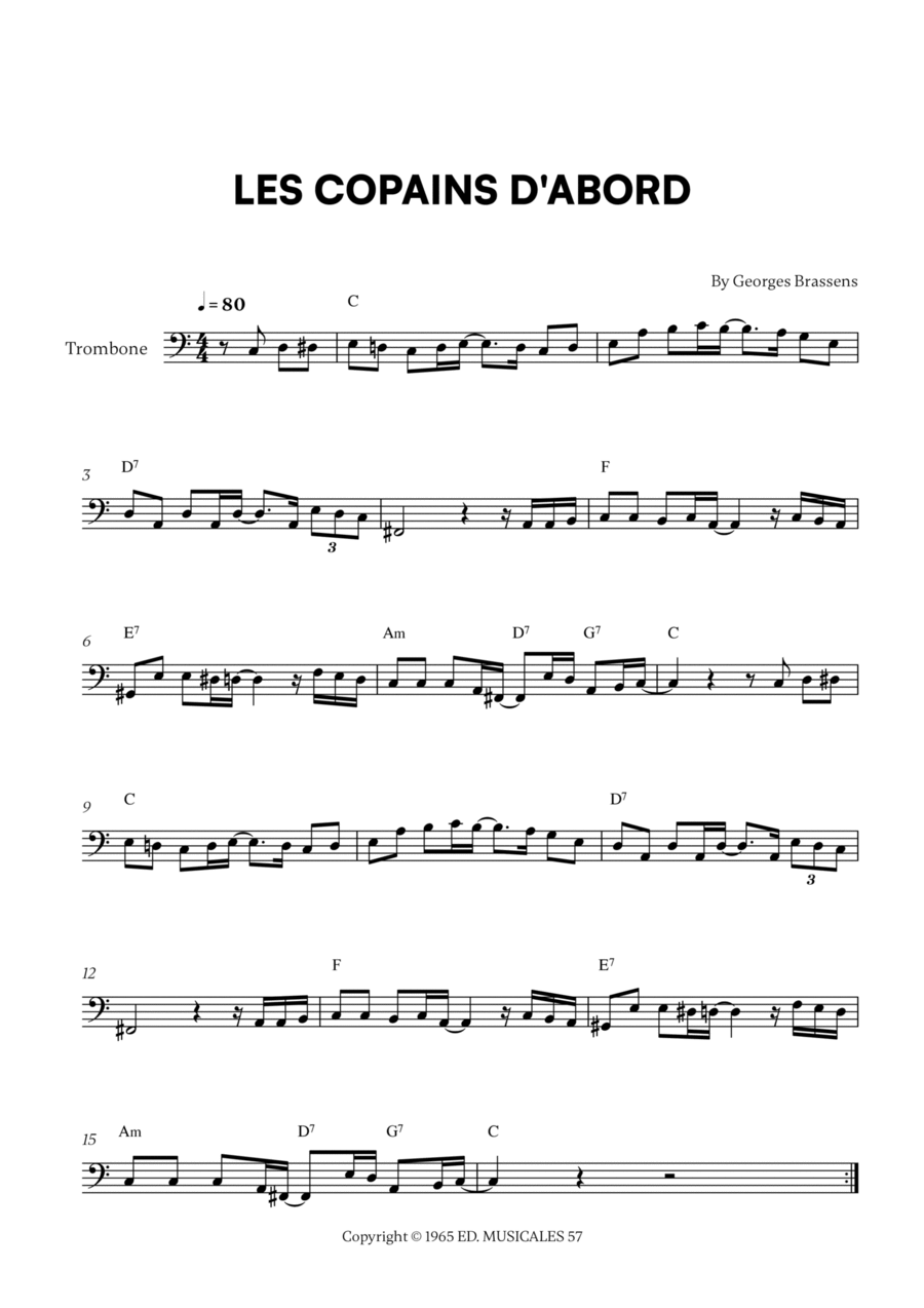 Les Copains D'abord Les Copains D'abord Trombone Solo scores gallery preview page 1