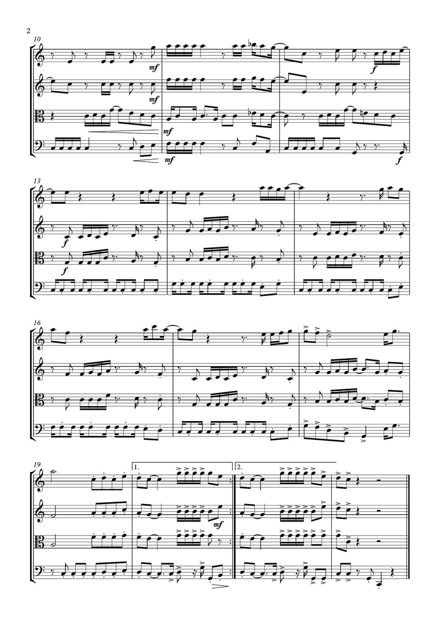 Three Little Birds String Quartet scores gallery preview page 2