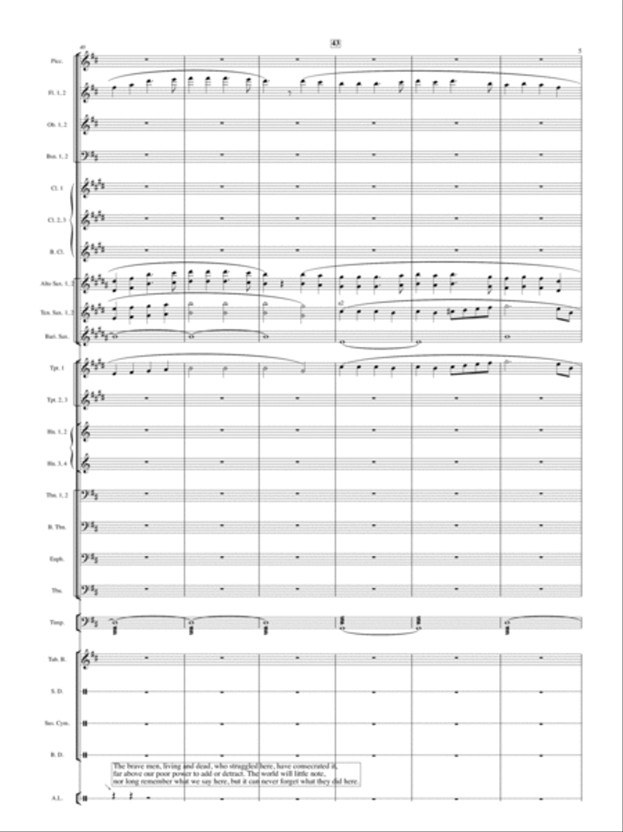 The Gettysburg Address w. Narrator Full Orchestra scores gallery preview page 6