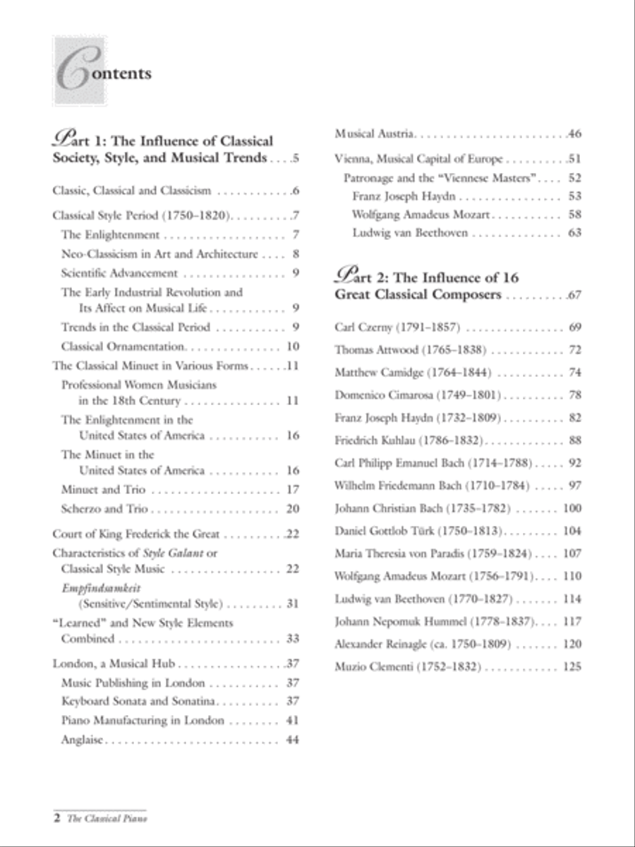 The Classical Piano: The Influence of Society, Style, and Musical trends on the Great Piano Composers Piano Solo scores gallery preview page 2
