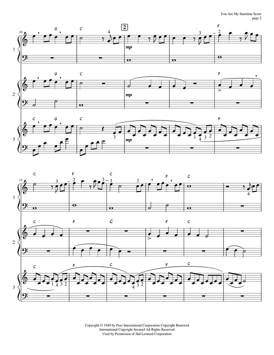 You Are My Sunshine Harp scores gallery preview page 3