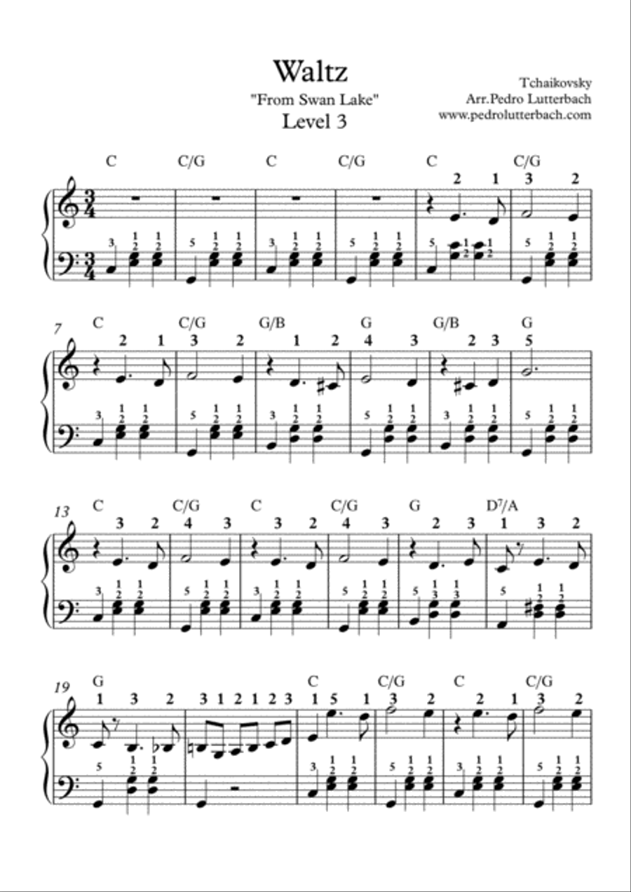 Swan Lake's Waltz Piano Solo scores gallery preview page 1