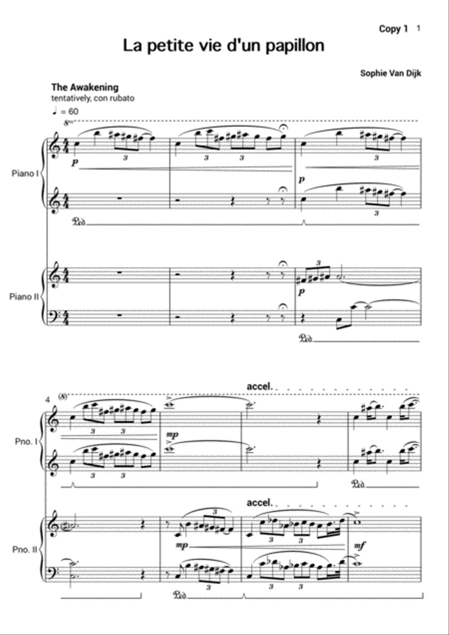 La petite vie d'un papillon 2 Pianos, 4-Hands scores gallery preview page 3