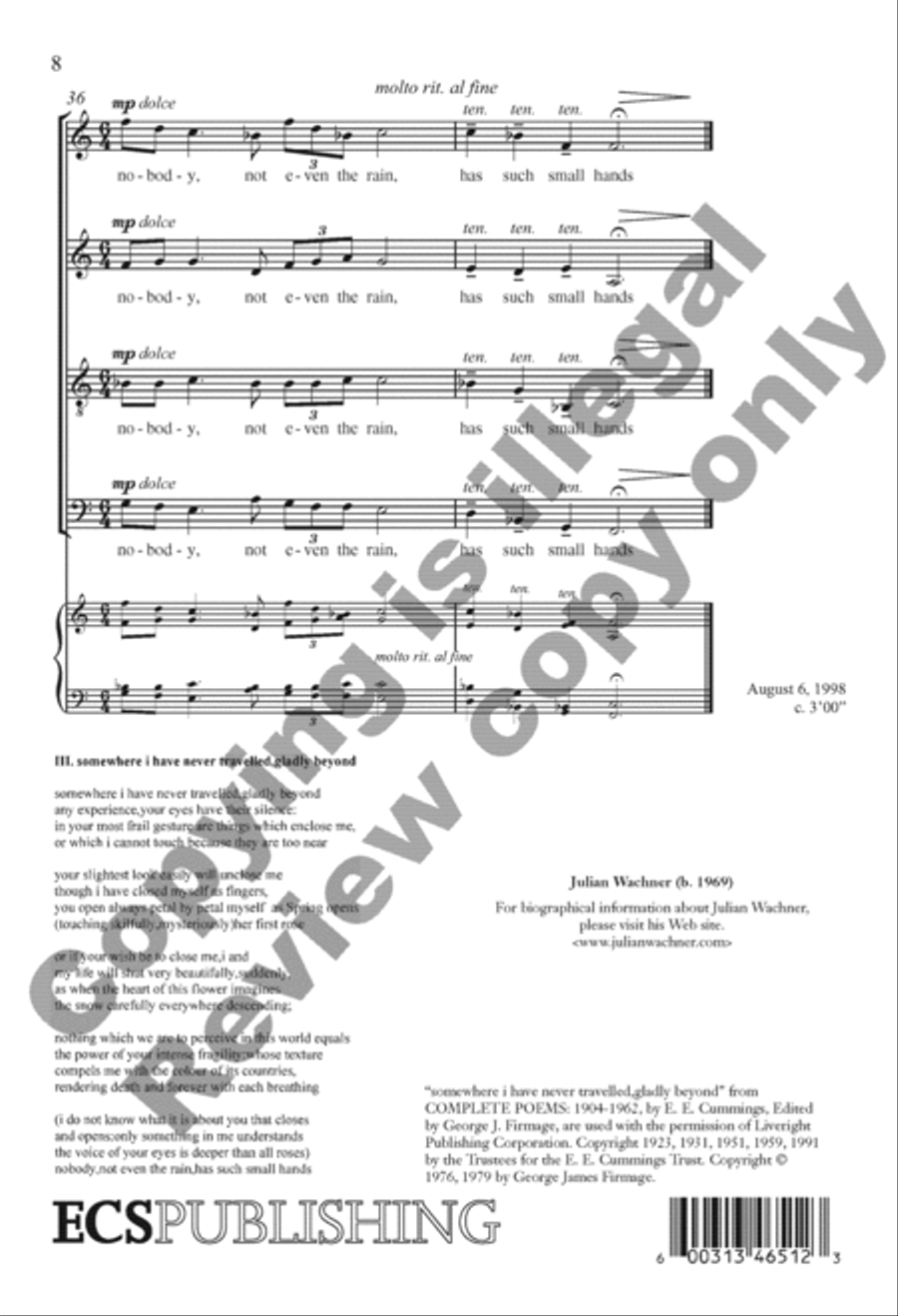 Sometimes I Feel Alive: 3. somewhere I have never travelled Divisi scores gallery preview page 8