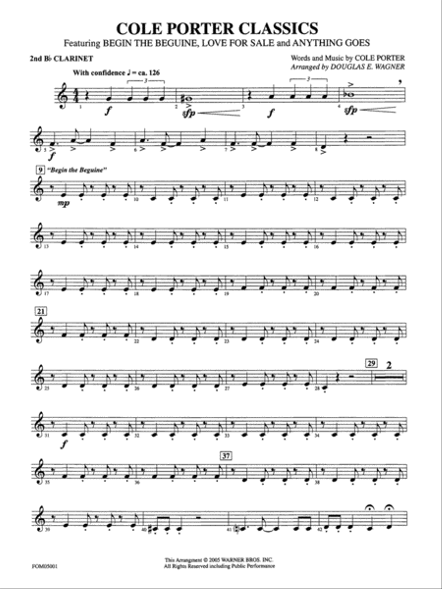Cole Porter Classics: 2nd B-flat Clarinet Full Orchestra scores gallery preview page 1
