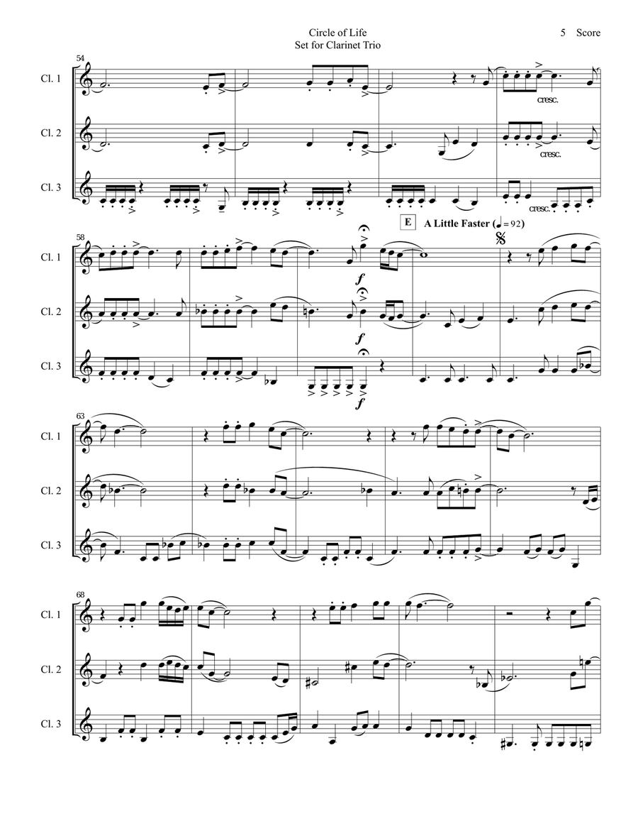 Circle Of Life Circle Of Life B-Flat Clarinet scores gallery preview page 6