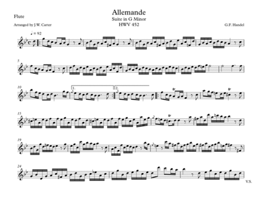 Allemande from Keyboard Suite in G Min. for Flute & Viola Duet image number null