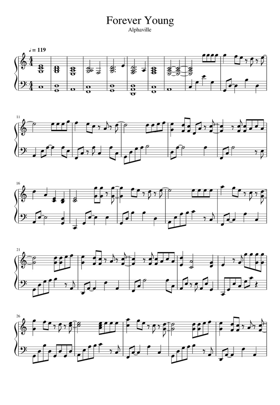 Forever Young Easy Piano scores gallery preview page 1
