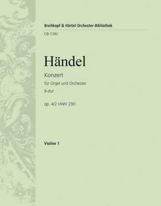 Book cover for Organ Concerto (No. 2) in B flat major Op. 4/2 HWV 290