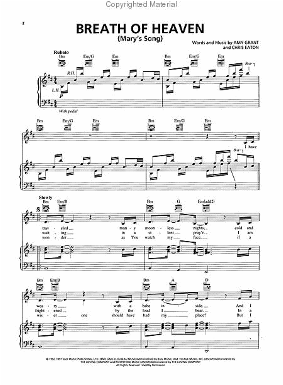 Breath of Heaven (Mary's Song) Piano, Vocal, Guitar scores gallery preview page 2
