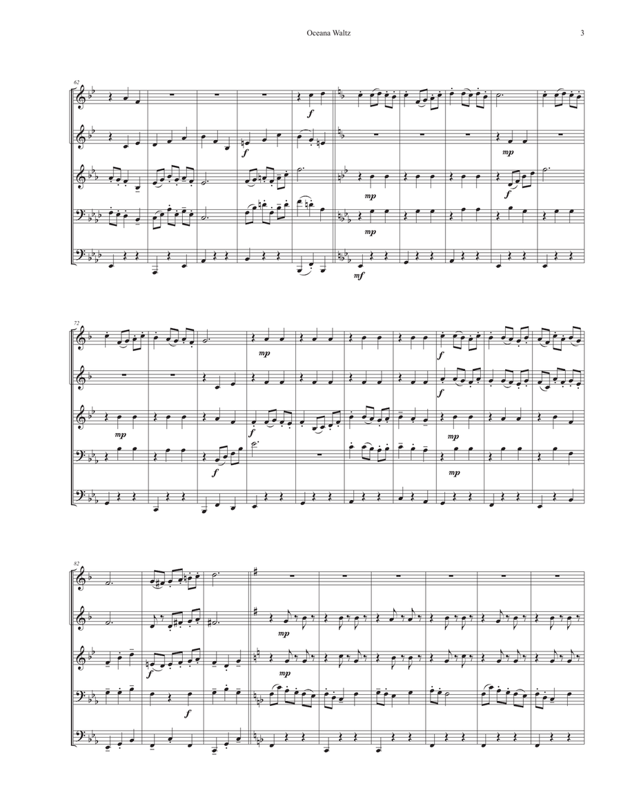 Oceana Waltz Oceana Waltz Brass Quintet scores gallery preview page 4
