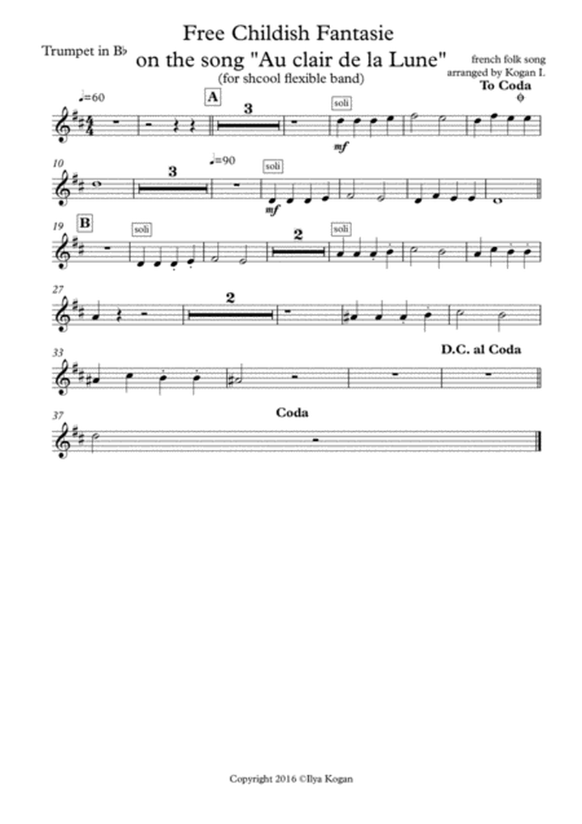Childish fantasie on french popular song "Au clair de la lune"_score and parts image number null