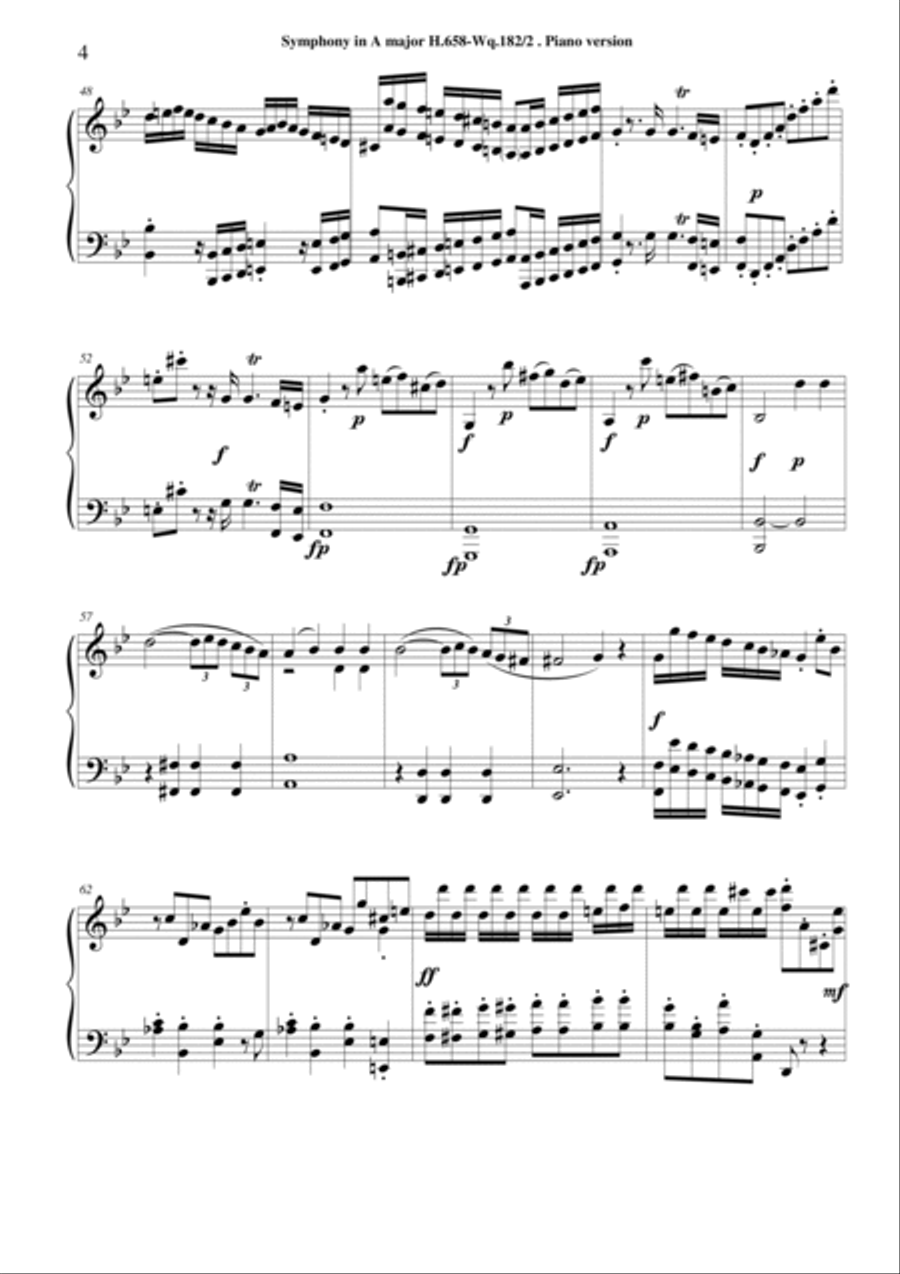 Bach C.P.E. Symphony No.2 in B-flat major - Piano version Piano Solo scores gallery preview page 4