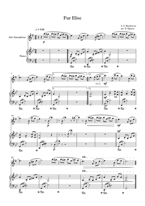 Fur Elise, Ludwig Van Beethoven, For Alto Saxophone & Piano