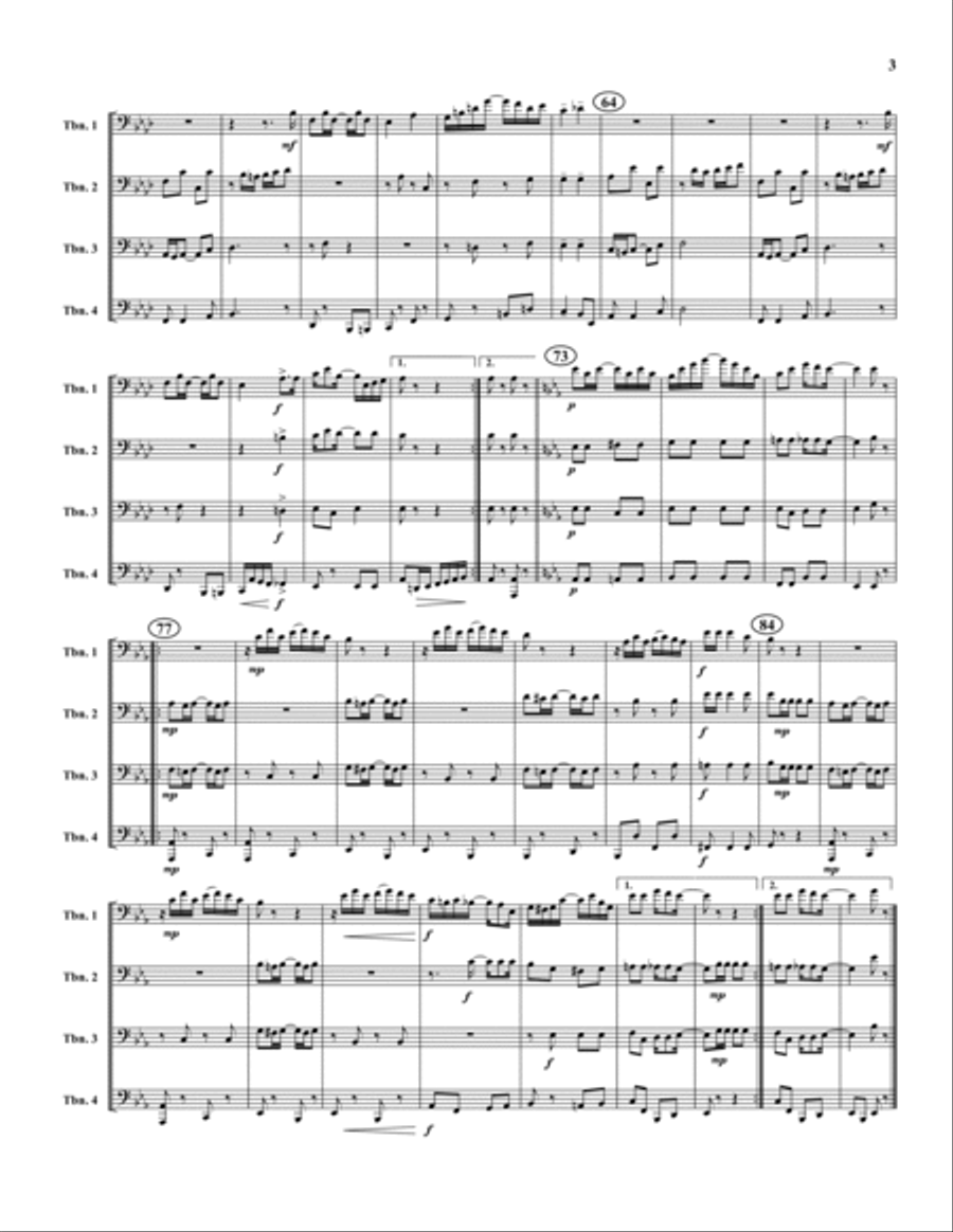 The Entertainer Trombone Quartet scores gallery preview page 3