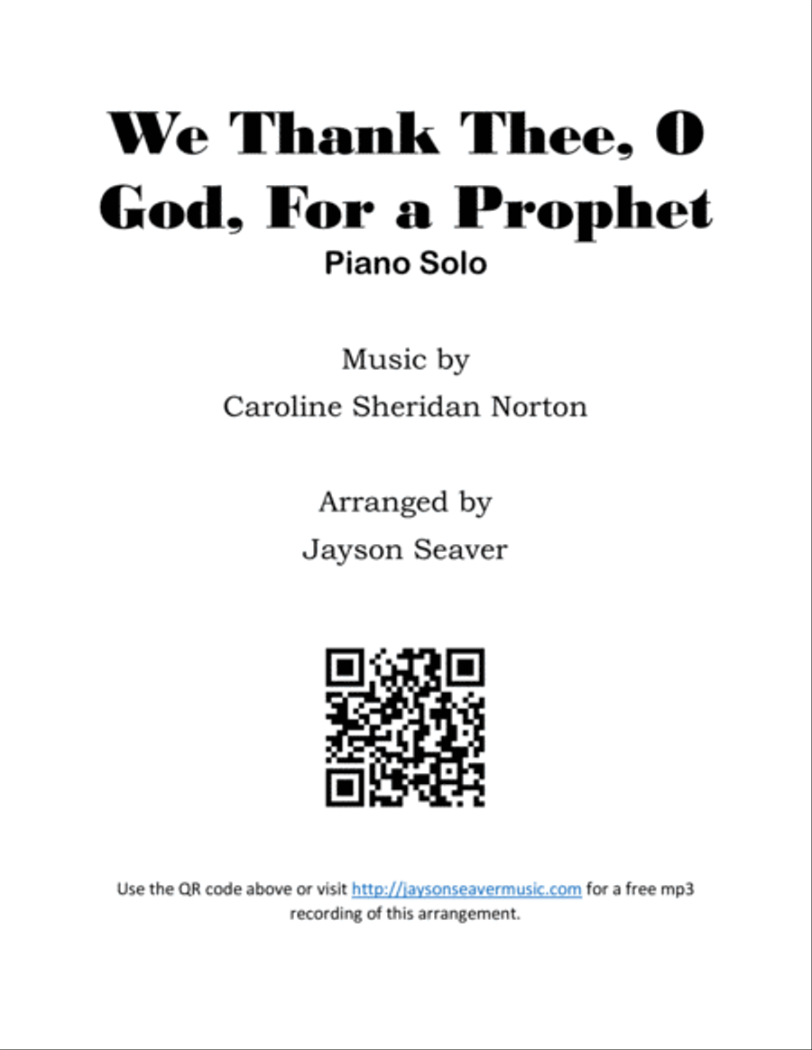 We Thank Thee, O God, For A Prophet Piano Solo scores gallery preview page 1