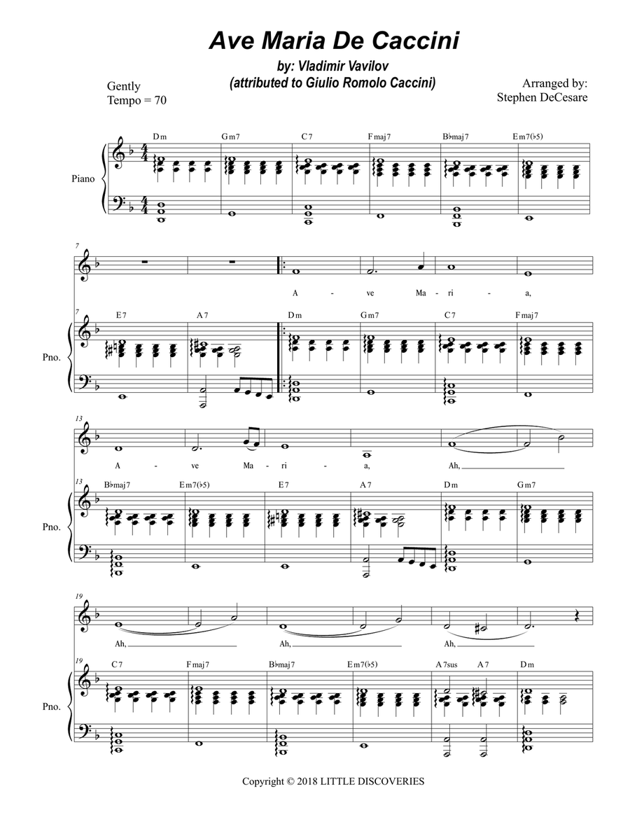 Ave Maria De Caccini Low Voice scores gallery preview page 1