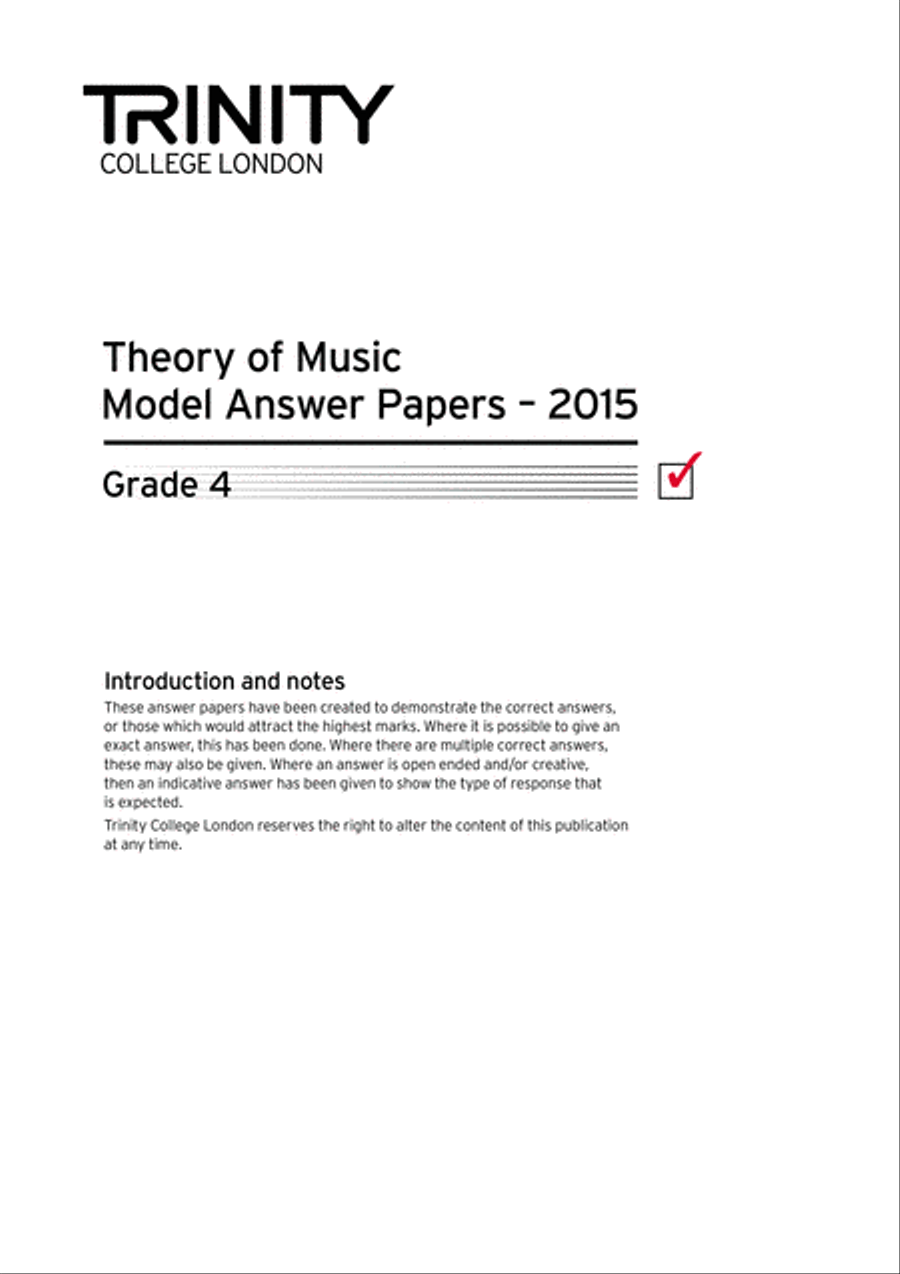 Theory Model Answer Papers 2015: Grade 4 Answer Guides scores gallery preview page 1