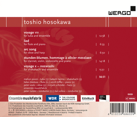 Toshio Hosokawa: Voyage VIII - Voyage X Nozarashi - Stunden-Blumen - Arc Song - Lied