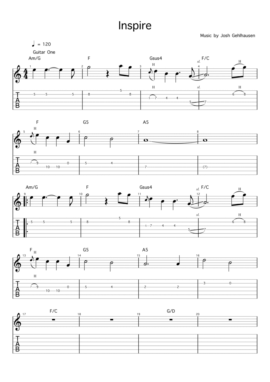 Inspire Guitar Ensemble scores gallery preview page 1