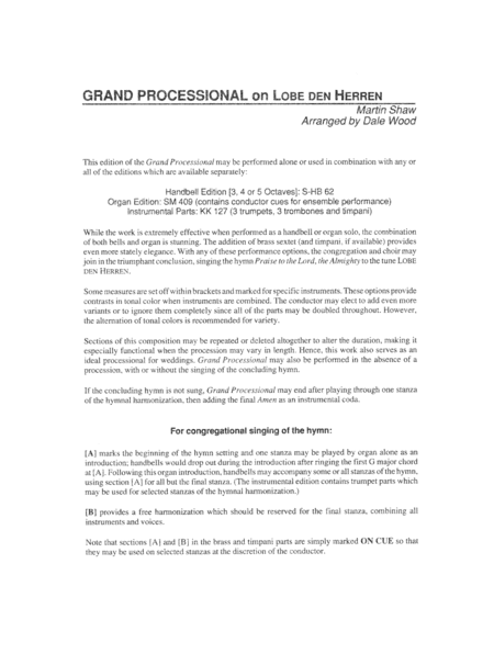 Grand Processional on "Lobe Den Herren" - Org/Dir Ed