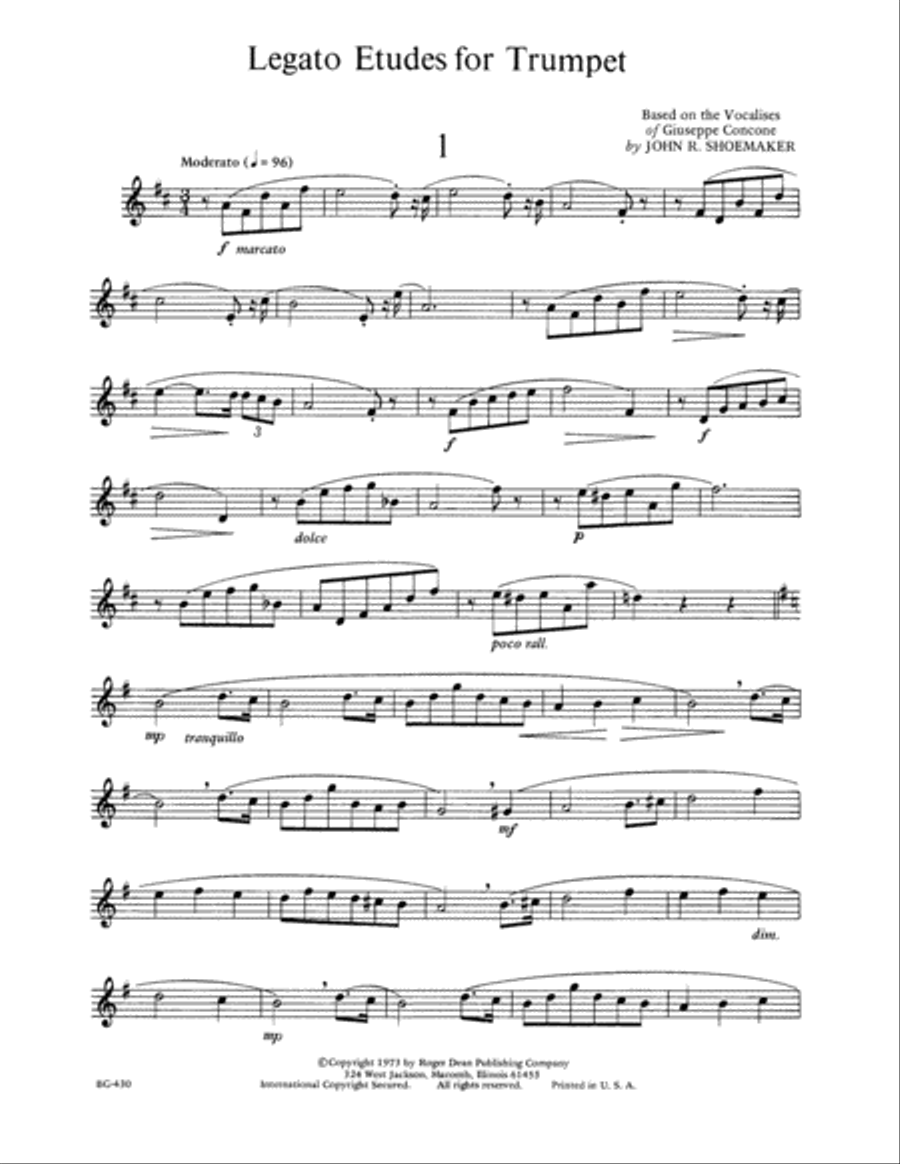 Legato Etudes for Trumpet