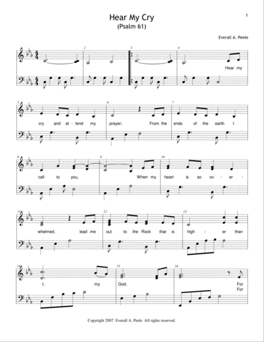 Hear My Cry (Psalm 61) Voice scores gallery preview page 1