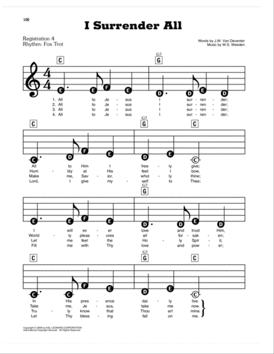 I Surrender All Electronic Keyboard scores gallery preview page 1