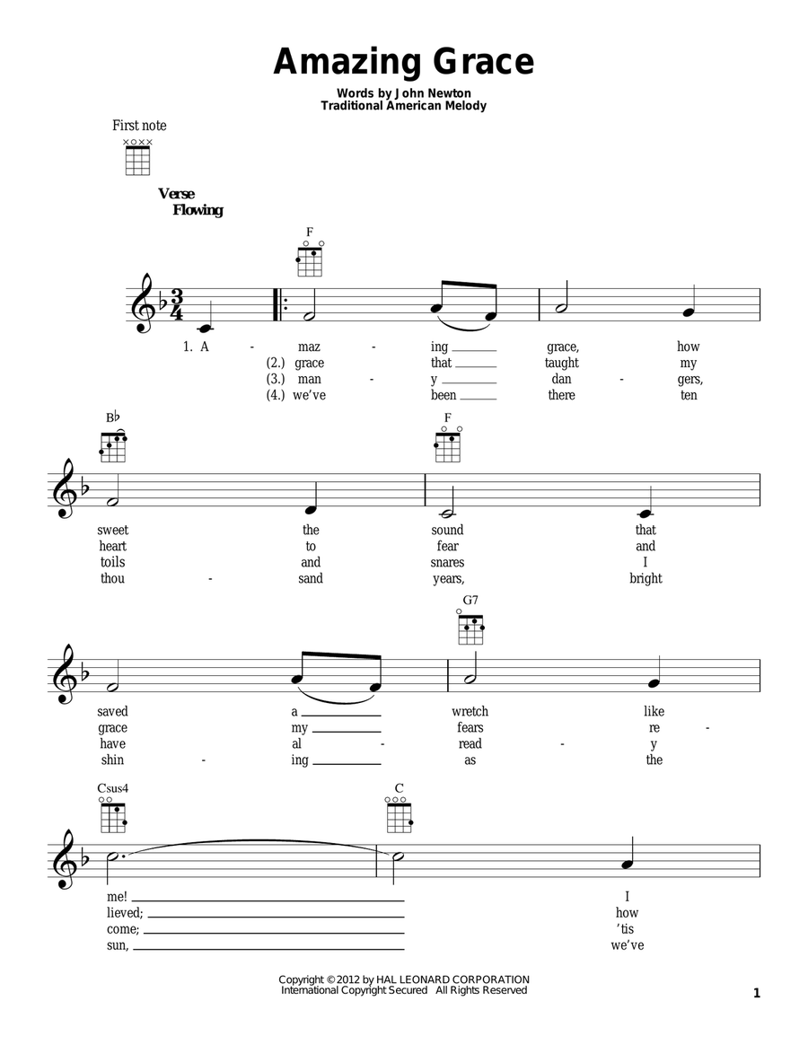 Amazing Grace Amazing Grace Ukulele scores gallery preview page 1