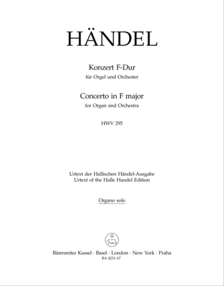 Concerto for Organ and Orchestra, No. 13 F major HWV 295 'The Cuckoo and the Nightingale' Organ Solo scores gallery preview page 1