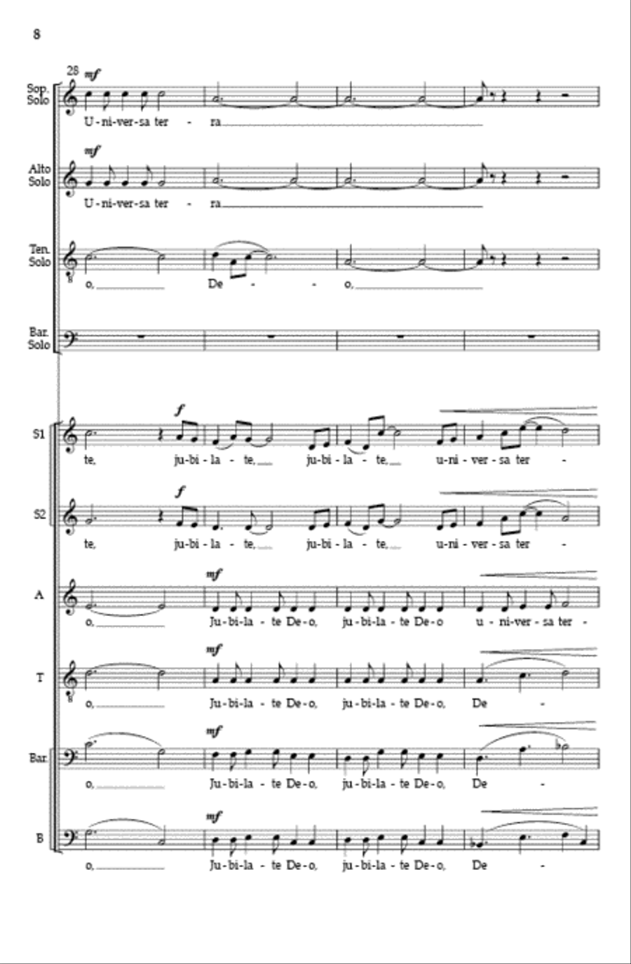 Jubilate Deo (SSATBB with SATB solos) 4-Part scores gallery preview page 7