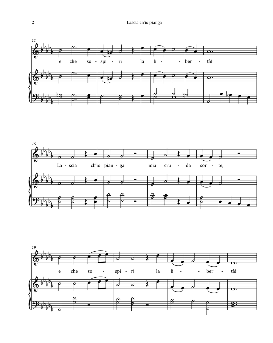 Lascia Ch'io Pianga by Händel - Contralto & Piano in D-flat Major Chamber Music scores gallery preview page 2