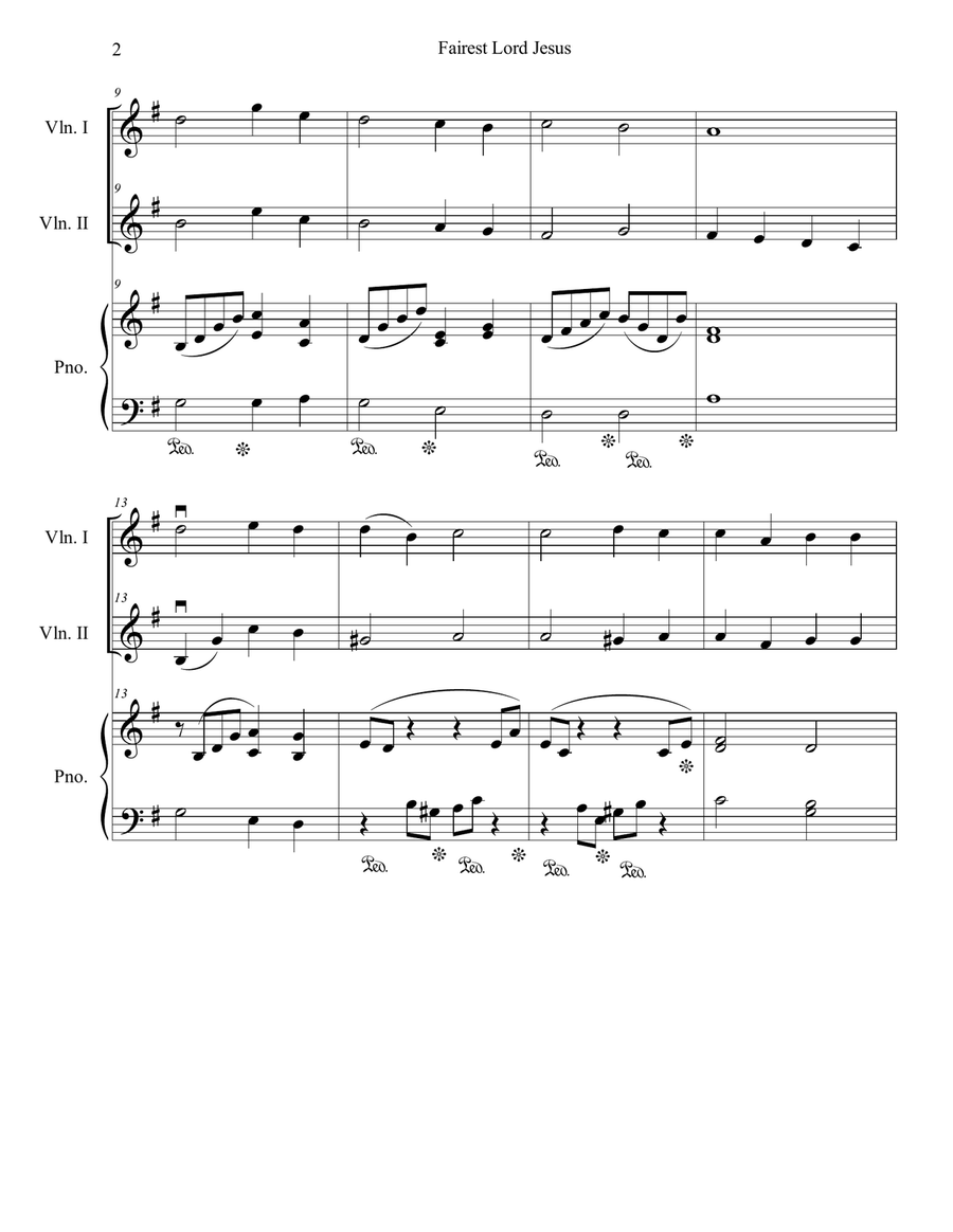 Fairest Lord Jesus Fairest Lord Jesus String Duet scores gallery preview page 2