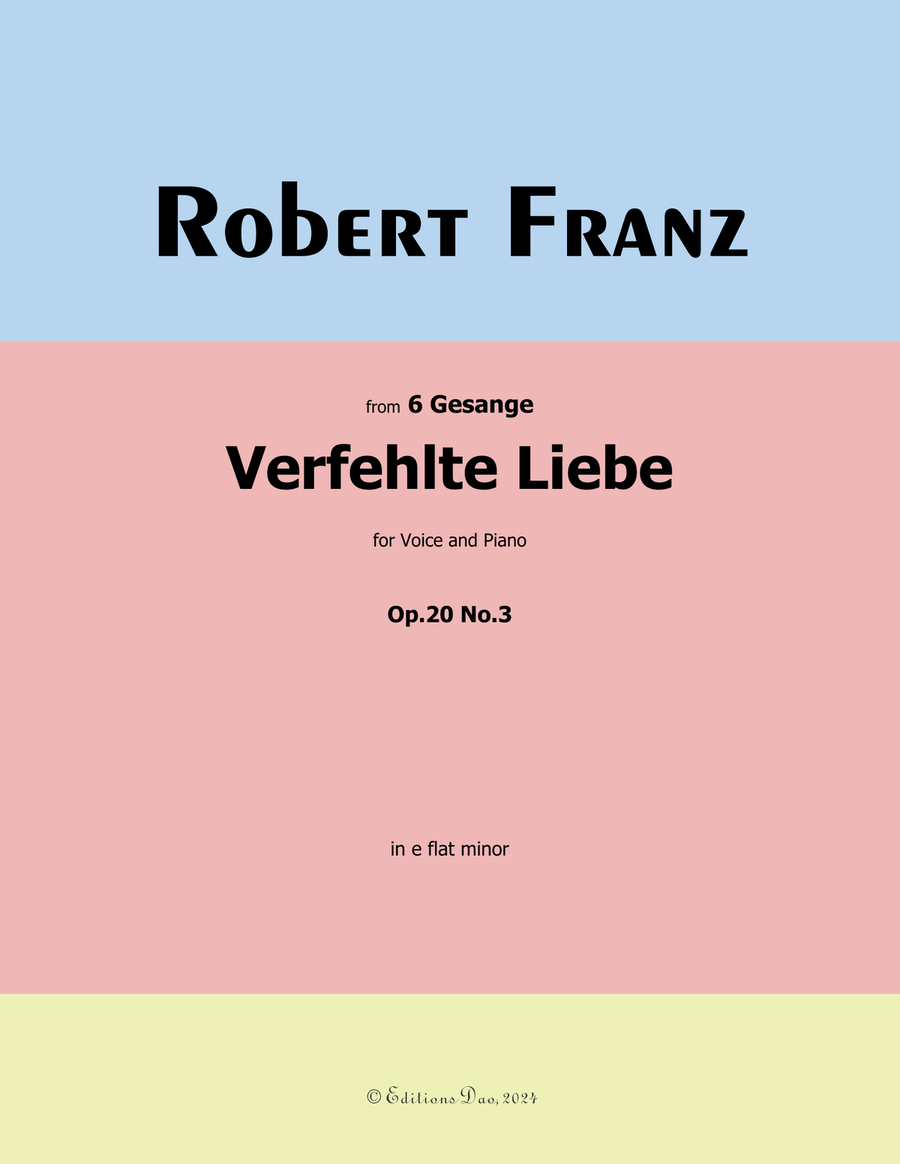 Verfehlte Liebe, by Robert Franz, in e flat minor Voice scores gallery preview page 1