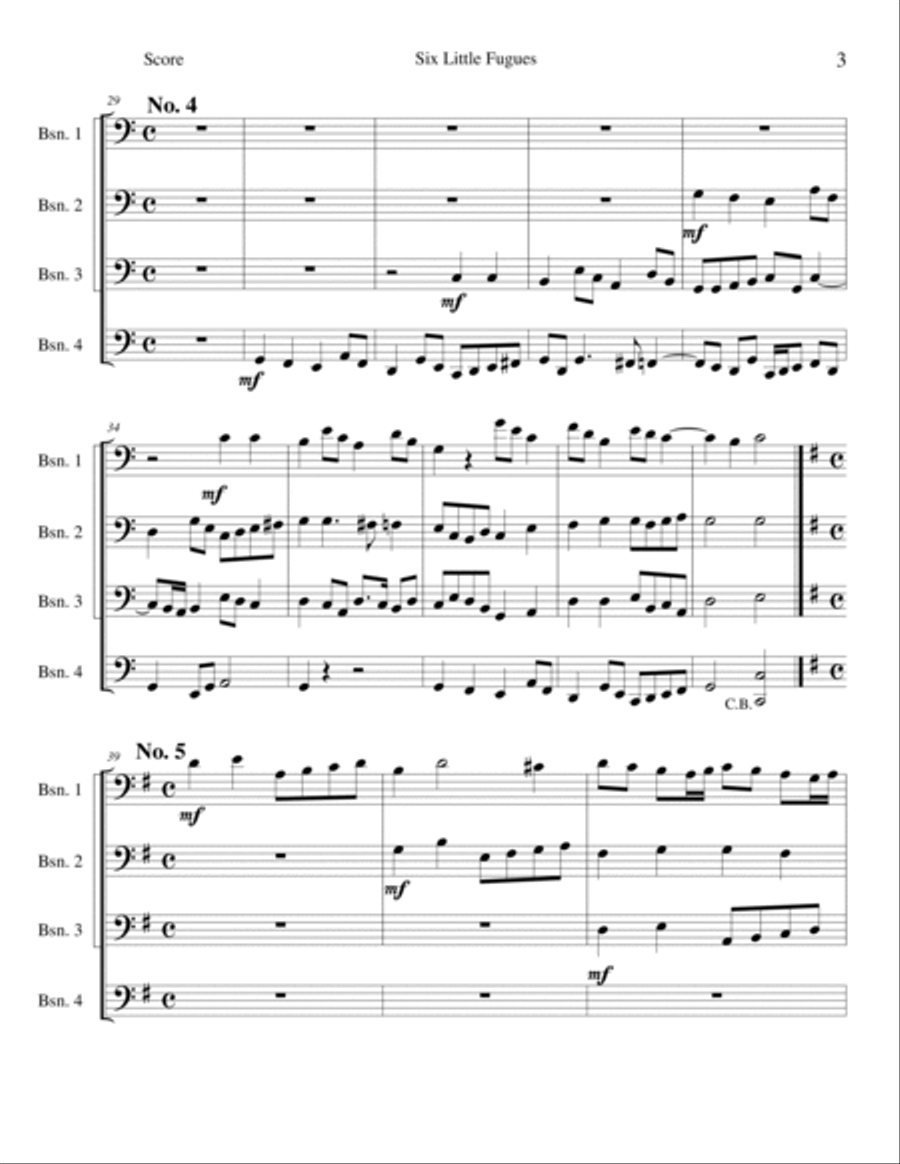 Six Little Fugues - Opus 1 Bassoon Quartet scores gallery preview page 3