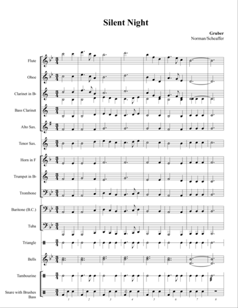 Silent Night Concert Band scores gallery preview page 1