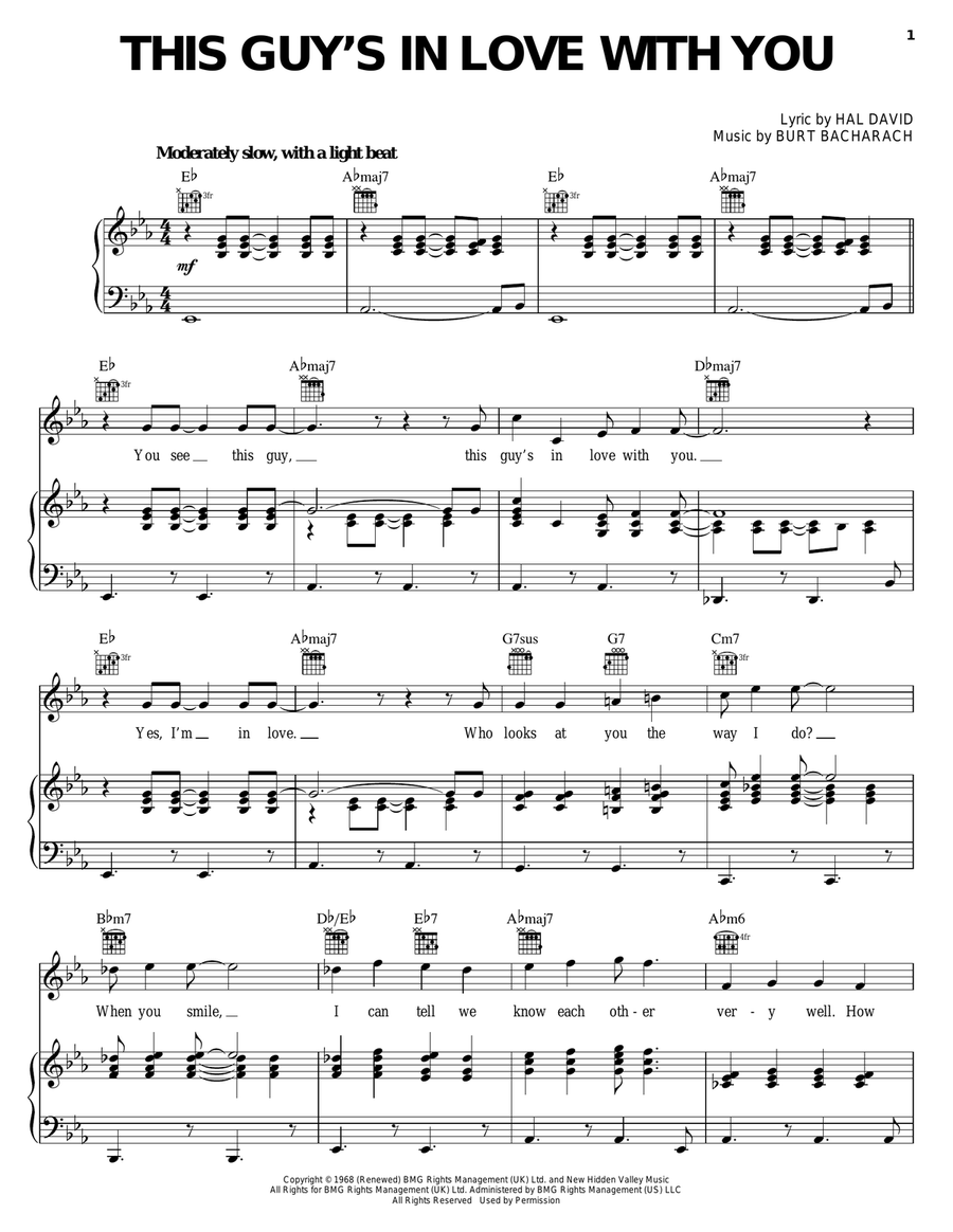This Guy's In Love With You Piano, Vocal, Guitar scores gallery preview page 1