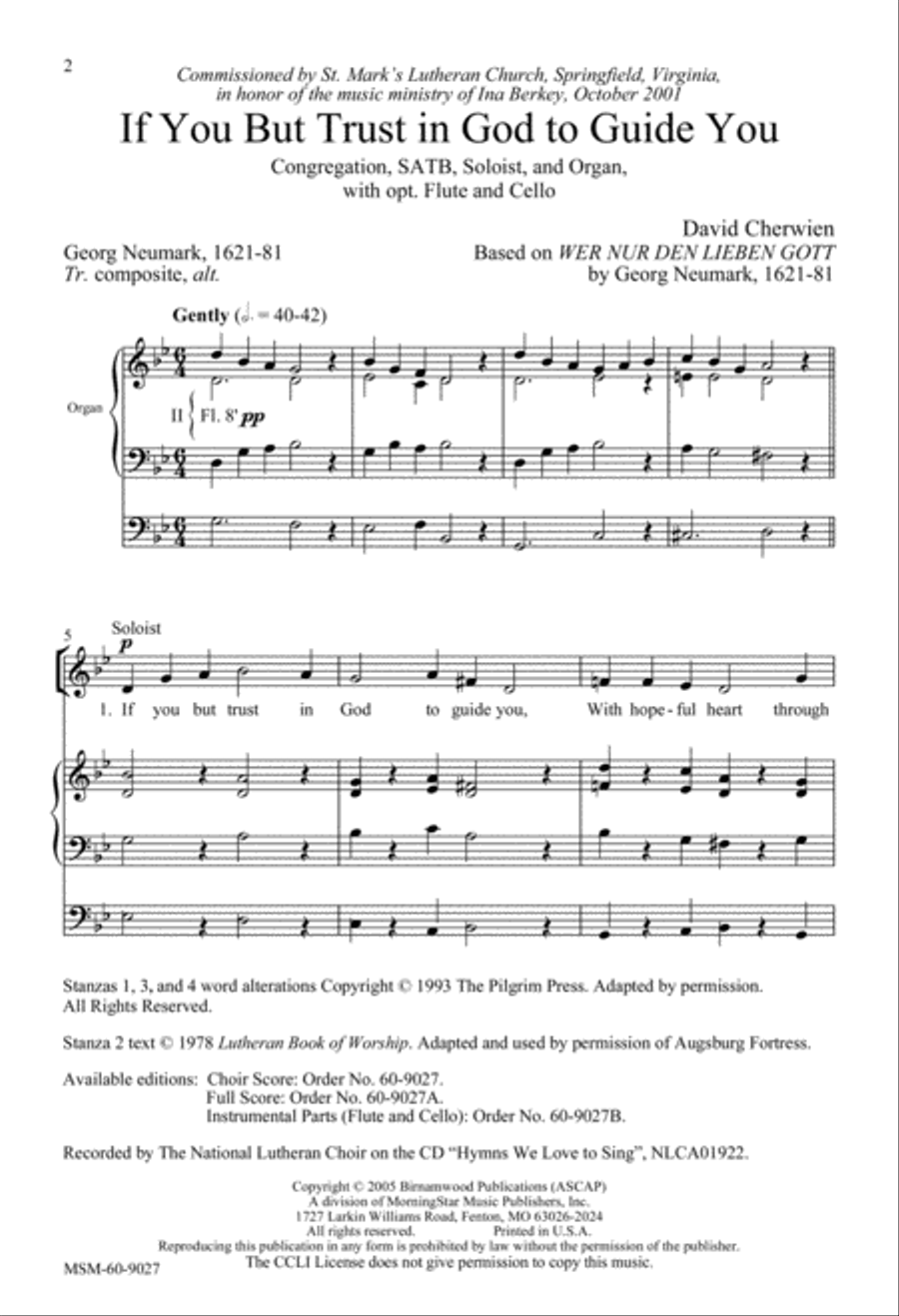 If You But Trust in God to Guide You 4-Part scores gallery preview page 2