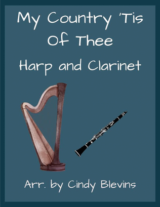 Book cover for My Country 'Tis Of Thee, for Harp and Clarinet