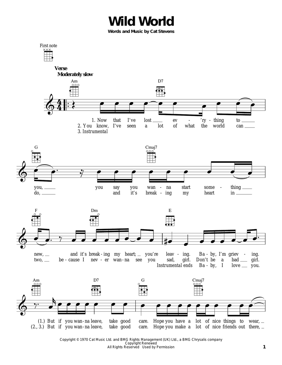 Wild World Ukulele scores gallery preview page 1
