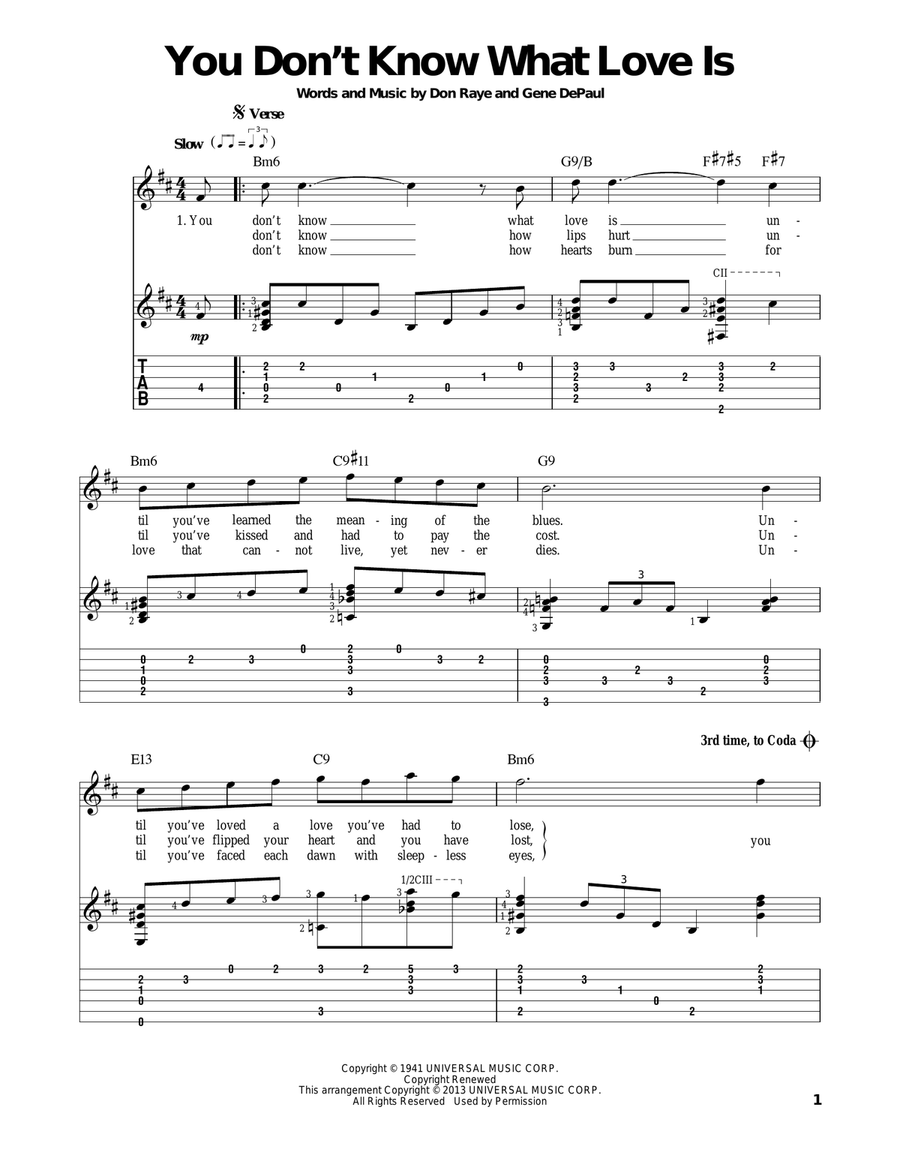 You Don't Know What Love Is Acoustic Guitar scores gallery preview page 1
