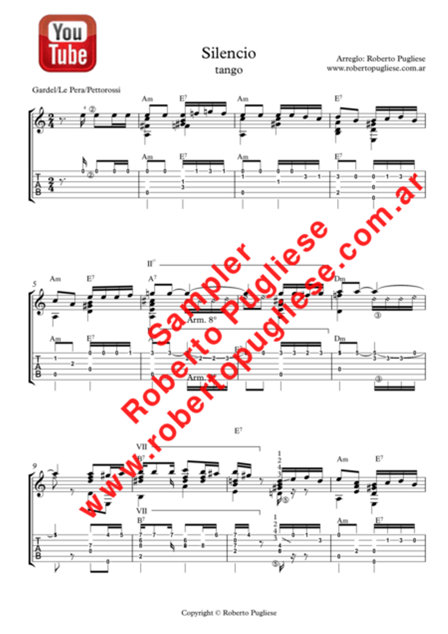 Silencio - Tango guitar Classical Guitar scores gallery preview page 3