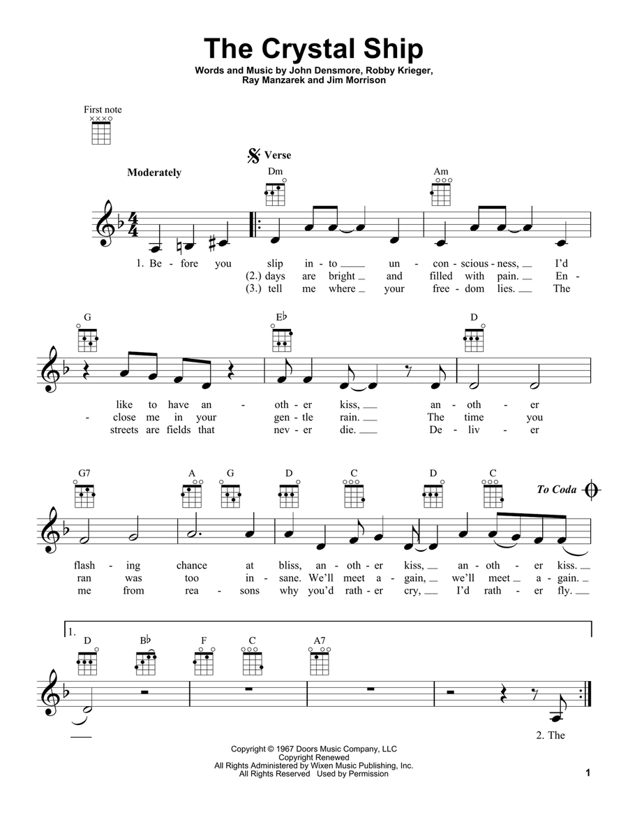 The Crystal Ship The Crystal Ship Ukulele scores gallery preview page 1