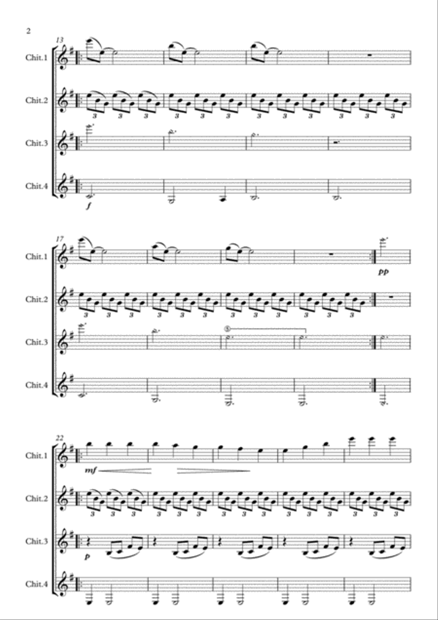 Romanza (or Jeux Interdits) (guitar ensemble) - Score Only Guitar Ensemble scores gallery preview page 2