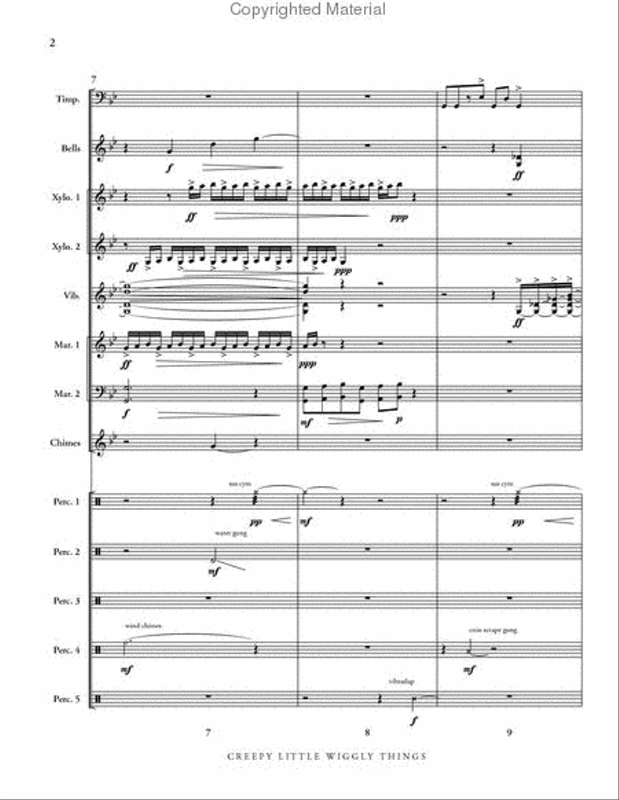 Creepy Little Wiggly Things Percussion Ensemble scores gallery preview page 3