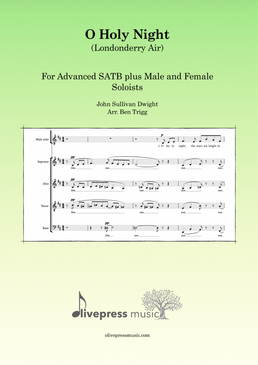 O Holy Night (Londonderry Air) – close harmony SATB+soloists (advanced) 4-Part scores gallery preview page 1