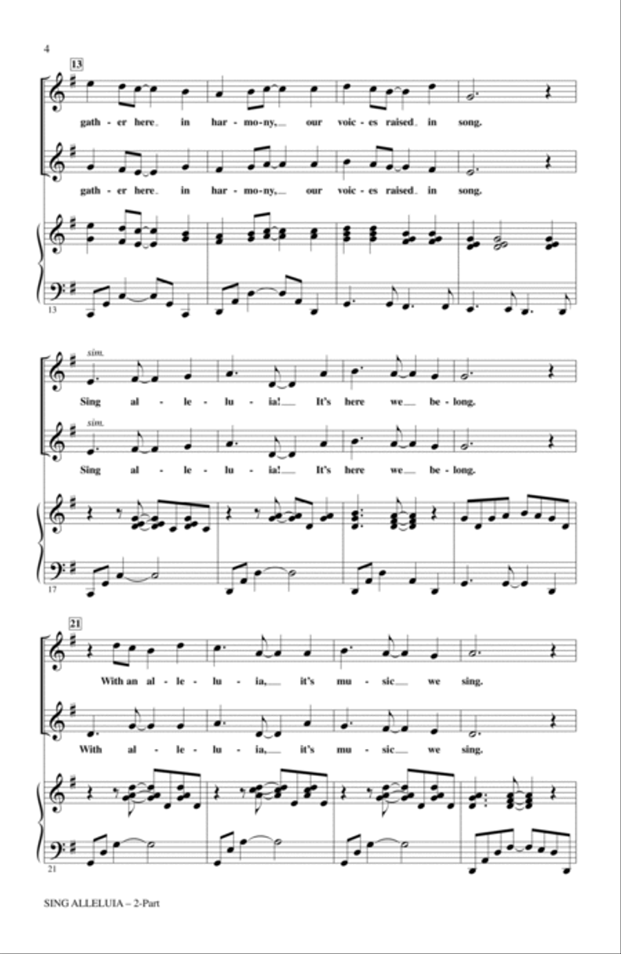 Sing Alleluia! (In Music We Belong) 2-Part scores gallery preview page 2