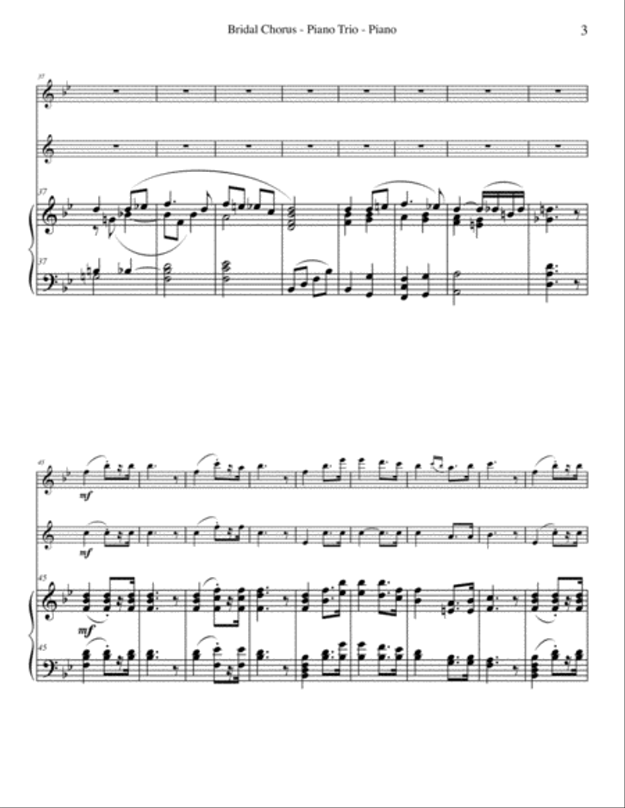 Wagner Bridal Chorus from Lohengrin for Flute, Clarinet & Piano Woodwind Duet scores gallery preview page 3