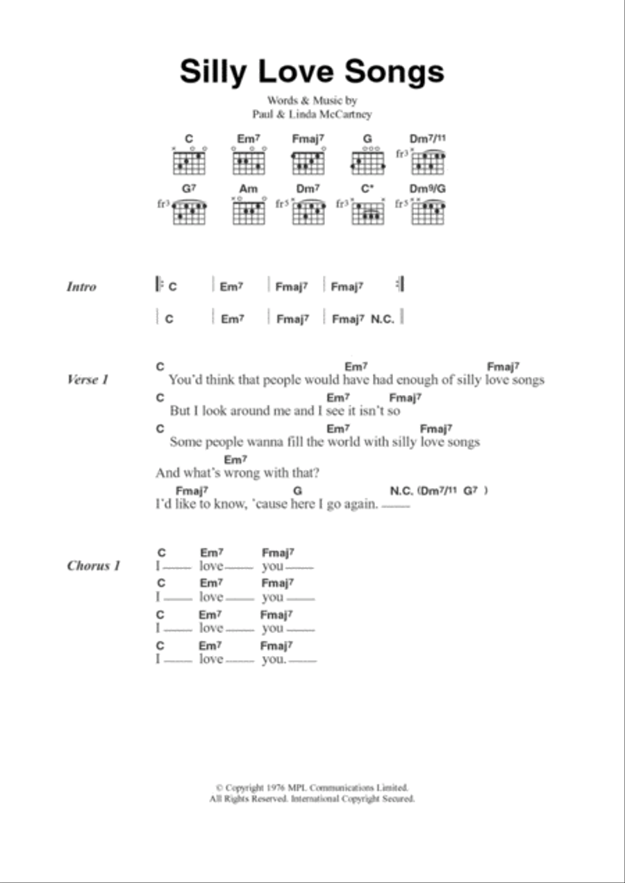 Silly Love Songs Acoustic Guitar scores gallery preview page 1